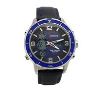 ARTSTATE AS3284 Montre analogique à quartz radio-pilotée pour homme avec bracelet en cuir, bleu, Moderne