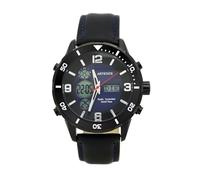 ARTSTATE AS3284 Montre analogique à quartz radio-pilotée pour homme avec bracelet en cuir, noir, Moderne