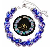 ARTSY Crafts Lily Garden Bracelet de perles phosphorescentes en forme de luciole Fait à la main aux États-Unis Bijoux en verre de Murano Motif floral et sirène, 6-7", Verre, Pas de gemme