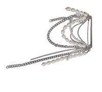 Arttistic Broche en chaîne de perles avec frange en cascade scintillante pour femmes et hommes tendance pour manteaux et vestes