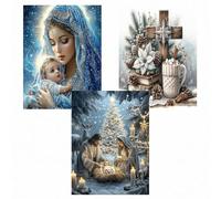 Arttoplus Lot de 3 kits d'art diamant 5D pour adultes et débutants - Kit d'art chrétien à faire soi-même pour cadeaux et décoration d'intérieur (30,5 x 40,6 cm)
