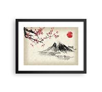 ARTTOR Affiche Decoration Murale Aquarelle Asie Paysage Moderne Poster Cadre Noir 40x30cm Deco Affiches Murales Tableau Decoration Salon Chambre Cuisine Wall Art Design Decor P2BAA40x30-4513