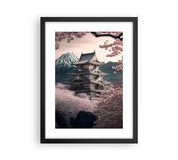 ARTTOR Affiche Decoration Murale Asie Japon Cerise Japonaise Moderne Poster Cadre Noir 30x40cm Deco Affiches Murales Tableau Decoration Salon Chambre Cuisine Wall Art Design Decor P2BPA30x40-5734