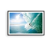 ARTTOR Affiche Decoration Murale Aventure surfeur vague océan Moderne Poster Cadre Noir 91x61cm Deco Affiches Murales Tableau Decoration Salon Chambre Cuisine Wall Art Design Decor P2BAA91x61-2541