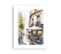 ARTTOR Affiche Decoration Murale Café Paris Aquarelle Moderne Poster sans Cadre 30x40cm Deco Affiches Murales Tableau Decoration Salon Chambre Cuisine Wall Art Design Decor P2XPA30x40-6177