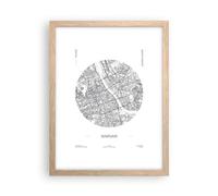 ARTTOR Affiche Decoration Murale Carte Varsovie Pologne Moderne Poster Cadre Chêne Clair 30x40cm Deco Affiches Murales Tableau Decoration Salon Chambre Cuisine Wall Art Design Decor P2NPA30x40-5548