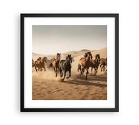 ARTTOR Affiche Decoration Murale Les Chevaux Désert Dunes Moderne Poster Cadre Noir 40x40cm Deco Affiches Murales Tableau Decoration Salon Chambre Cuisine Wall Art Design Decor P2BAC40x40-5818