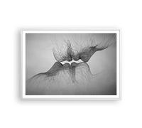 ARTTOR Affiche Decoration Murale Moderne Poster Cadre Blanc 100x70cm Baiser Amour Couple Deco Affiches Murales Wall Art Design Tableau Decoration Salon Chambre Cuisine Decor P2WAA100x70-4967