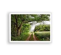 ARTTOR Affiche Decoration Murale Moderne Poster Cadre Blanc 100x70cm Chemin nature forêt vert Deco Affiches Murales Wall Art Design Tableau Decoration Salon Chambre Cuisine Decor P2WAA100x70-2637
