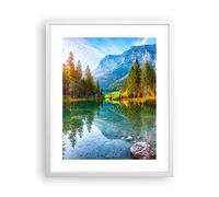 ARTTOR Affiche Decoration Murale Moderne Poster Cadre Blanc 40x50cm Paysage Montagnes Aube Deco Affiches Murales Wall Art Design Tableau Decoration Salon Chambre Cuisine Decor P2WPA40x50-4456
