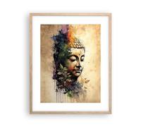 ARTTOR Affiche Decoration Murale Moderne Poster Cadre Chêne Clair 40x50cm Bouddha Méditation Inde Deco Affiches Murales Wall Art Design Tableau Decoration Salon Chambre Cuisine Decor P2NPA40x50-6188
