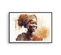 ARTTOR Affiche Decoration Murale Moderne Poster Cadre Noir 100x70cm Femme Afro-Américain Portrait Deco Affiches Murales Wall Art Design Tableau Decoration Salon Chambre Cuisine Decor P2BAA100x70-5767