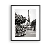 ARTTOR Affiche Decoration Murale Moderne Poster Cadre Noir 40x50cm Manège Tour Eiffel Deco Affiches Murales Wall Art Design Tableau Decoration Salon Chambre Cuisine Decor P2BPA40x50-5145