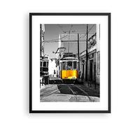 ARTTOR Affiche Decoration Murale Moderne Poster Cadre Noir 40x50cm Tram Portugal Lisbonne Deco Affiches Murales Wall Art Design Tableau Decoration Salon Chambre Cuisine Decor P2BPA40x50-4977