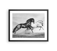 ARTTOR Affiche Decoration Murale Moderne Poster Cadre Noir 50x40cm Chevaux Animaux galop prairie Deco Affiches Murales Wall Art Design Tableau Decoration Salon Chambre Cuisine Decor P2BAA50x40-2683