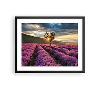 ARTTOR Affiche Decoration Murale Moderne Poster Cadre Noir 50x40cm lavande montagnes champ Deco Affiches Murales Wall Art Design Tableau Decoration Salon Chambre Cuisine Decor P2BAA50x40-3645