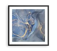 ARTTOR Affiche Decoration Murale Moderne Poster Cadre Noir 50x50cm Or bleu peinture Deco Affiches Murales Wall Art Design Tableau Decoration Salon Chambre Cuisine Decor P2BAC50x50-5029