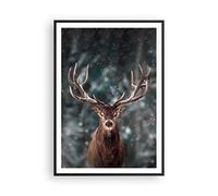 ARTTOR Affiche Decoration Murale Moderne Poster Cadre Noir 70x100cm Cerf cerf hiver Deco Affiches Murales Wall Art Design Tableau Decoration Salon Chambre Cuisine Decor P2BPA70x100-4998