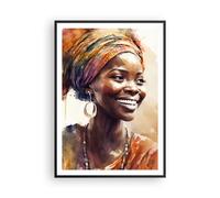ARTTOR Affiche Decoration Murale Moderne Poster Cadre Noir 70x100cm Femme Afro-Américain Portrait Deco Affiches Murales Wall Art Design Tableau Decoration Salon Chambre Cuisine Decor P2BPA70x100-5767