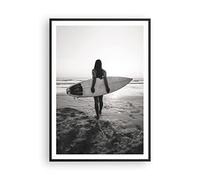 ARTTOR Affiche Decoration Murale Moderne Poster Cadre Noir 70x100cm Femme Plage Surf Deco Affiches Murales Wall Art Design Tableau Decoration Salon Chambre Cuisine Decor P2BPA70x100-5036