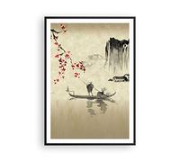 ARTTOR Affiche Decoration Murale Moderne Poster Cadre Noir 70x100cm Fleur Cerises Japon Deco Affiches Murales Wall Art Design Tableau Decoration Salon Chambre Cuisine Decor P2BPA70x100-5020