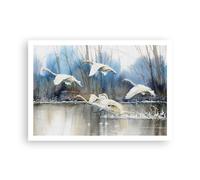 ARTTOR Affiche Decoration Murale Moderne Poster sans Cadre 100x70cm Cygnes Des Oiseaux Paysage Deco Affiches Murales Wall Art Design Tableau Decoration Salon Chambre Cuisine Decor P2XAA100x70-5955