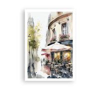 ARTTOR Affiche Decoration Murale Moderne Poster sans Cadre 70x100cm Café Paris Aquarelle Deco Affiches Murales Wall Art Design Tableau Decoration Salon Chambre Cuisine Decor P2XPA70x100-6177