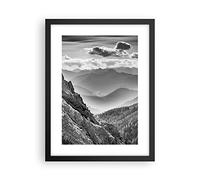ARTTOR Affiche Decoration Murale Noir Et Blanc Paysage Montagnes Moderne Poster Cadre Noir 30x40cm Deco Affiches Murales Tableau Decoration Salon Chambre Cuisine Wall Art Design Decor P2BPA30x40-4560