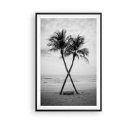 ARTTOR Affiche Decoration Murale Palmiers Noir Et Blanc Plage Moderne Poster Cadre Noir 61x91cm Deco Affiches Murales Tableau Decoration Salon Chambre Cuisine Wall Art Design Decor P2BPA61x91-6053
