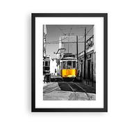 ARTTOR Affiche Decoration Murale Tram Portugal Lisbonne Moderne Poster Cadre Noir 30x40cm Deco Affiches Murales Tableau Decoration Salon Chambre Cuisine Wall Art Design Decor P2BPA30x40-4977