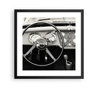 ARTTOR Affiche Decoration Murale Volant Voiture Vintage Moderne Poster Cadre Noir 40x40cm Deco Affiches Murales Tableau Decoration Salon Chambre Cuisine Wall Art Design Decor P2BAC40x40-4853
