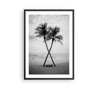 ARTTOR Deco Affiches Murales 50x70cm Affiche Decoration Murale Palmiers Noir Et Blanc Plage Cuisine Wall Art Design Moderne Poster Cadre Noir Tableau Decoration Salon Chambre Decor P2BPA50x70-6053