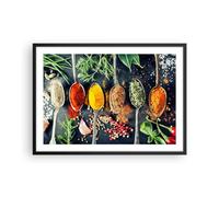 ARTTOR Deco Affiches Murales 70x50cm Affiche Decoration Murale Épices Herbes Cuisine Cuisine Wall Art Design Moderne Poster Cadre Noir Tableau Decoration Salon Chambre Decor P2BAA70x50-5213