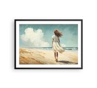 ARTTOR Deco Affiches Murales 70x50cm Affiche Decoration Murale Fille Plage Marcher Cuisine Wall Art Design Moderne Poster Cadre Noir Tableau Decoration Salon Chambre Decor P2BAA70x50-6014