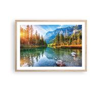 ARTTOR Deco Affiches Murales 70x50cm Affiche Decoration Murale Paysage Montagnes Aube Cuisine Wall Art Design Moderne Poster Cadre Chêne Clair Tableau Decoration Salon Chambre Decor P2NAA70x50-4456