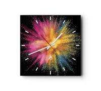 Horloge murale en verre 40x40cm Coloré Poussière Explosion Wall Clock