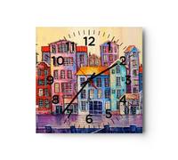 ARTTOR Horloge Murale Design Carrée 40x40 cm Architecture Villes - 5420