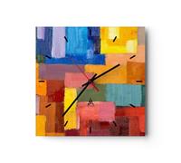 ARTTOR Horloge Murale Design Moderne Abstraction Moderne 30x30cm Petit Pendule Murale en Verre Cuisine Salon Chambre Silencieuse Originale Wall Clock Décoration Murale Art Wall Decor C3AC30x30-3703