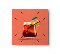 ARTTOR Horloge Murale Design Moderne Cocktail Boire Boire 30x30cm Petit Pendule Murale en Verre Cuisine Salon Chambre Silencieuse Originale Wall Clock Décoration Murale Art Wall Decor C3AC30x30-5743