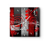 ARTTOR Horloge Murale Design Moderne Graphique Figures géométriques Cercle 30x30cm Petit Pendule Murale en Verre Cuisine Salon Chambre Silencieuse Originale Clock Décoration Murale Art C3AC30x30-0599