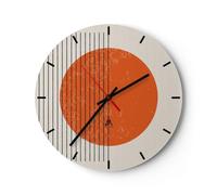 ARTTOR Horloge Murale Design Ronde 30x30 cm Abstrait Pastel - 5693 | Soleil Minimalist Lignes Horloge Décorative Pendule Murale Silencieuse Grand Décoration Murale Salon Cuisine Chambre ARTTOR
