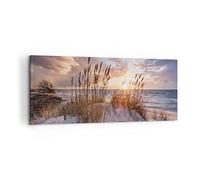 Moderne Impression sur Toile 100x40cm Image Tableau Decoration Murale Ouest sur la plage Grand Tableaux Decoratifs Muraux Chambre Panoramique Deco Cadre Décoration Salon Art Wall AB100x40-4710