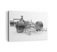 ARTTOR Impression sur Toile Moderne 100x70 cm 3D Noir et Blanc - 2393 | Sport Voiture Conception Moderne Tableau Décoratif Grand Décoration Murale Art Mural Toile Imprimée Salon Chambre ARTTOR