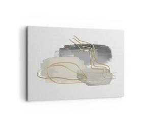 ARTTOR Impression sur Toile Moderne 100x70 cm Abstrait Pastel - 4149 | Salut Or Abstraction Moderne Tableau Décoratif Grand Décoration Murale Art Mural Toile Imprimée Salon Chambre Cuisine ARTTOR