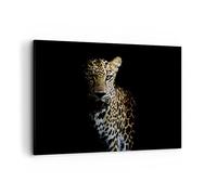 ARTTOR Impression sur Toile Moderne 100x70 cm Afrique Animaux - 4585 | Sombre Léopard Panthère Moderne Tableau Décoratif Grand Décoration Murale Art Mural Toile Imprimée Salon Chambre ARTTOR