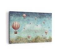 ARTTOR Impression sur Toile Moderne 100x70 cm Autres Pastel - 3065 | Ballons Imagination Illustration Moderne Tableau Décoratif Grand Décoration Murale Art Mural Toile Imprimée Salon ARTTOR