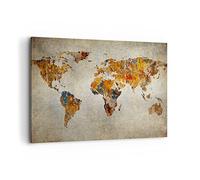 ARTTOR Impression sur Toile Moderne 100x70 cm Carte du Monde Voyages - 2783