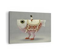 Moderne Impression sur Toile 100x70cm Image Tableau Decoration Murale Surréaliste Poisson Enfant Grand Tableaux Decoratifs Muraux Chambre Horizontal Deco Cadre Décoration Salon Art Wall AA100x70-4897
