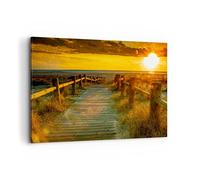 ARTTOR Impression sur Toile Moderne 100x70 cm Paysages Nature - 2786 | Passerelle Plage Vacances Moderne Tableau Décoratif Grand Décoration Murale Art Mural Toile Imprimée Salon Chambre ARTTOR