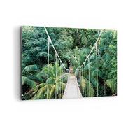 ARTTOR Impression sur Toile Moderne 100x70 cm Paysages Ponts - 4963 | Tropiques Jungle Pont Moderne Tableau Décoratif Grand Décoration Murale Art Mural Toile Imprimée Salon Chambre Cuisine ARTTOR